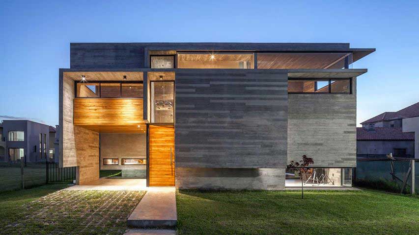 construcción de vivienda unifamiliar moderna de hormigón visto